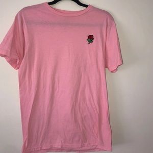 Pink Shirt With Rose Embroidery